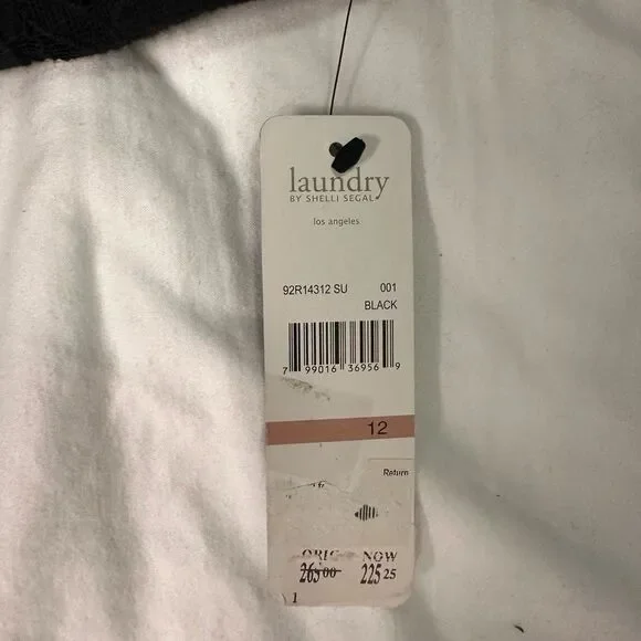 NWT Laundry by Shelli Segal Black Lace Long Sleeve Zip Front Shift Dress Size 12 - Picture 11 of 13